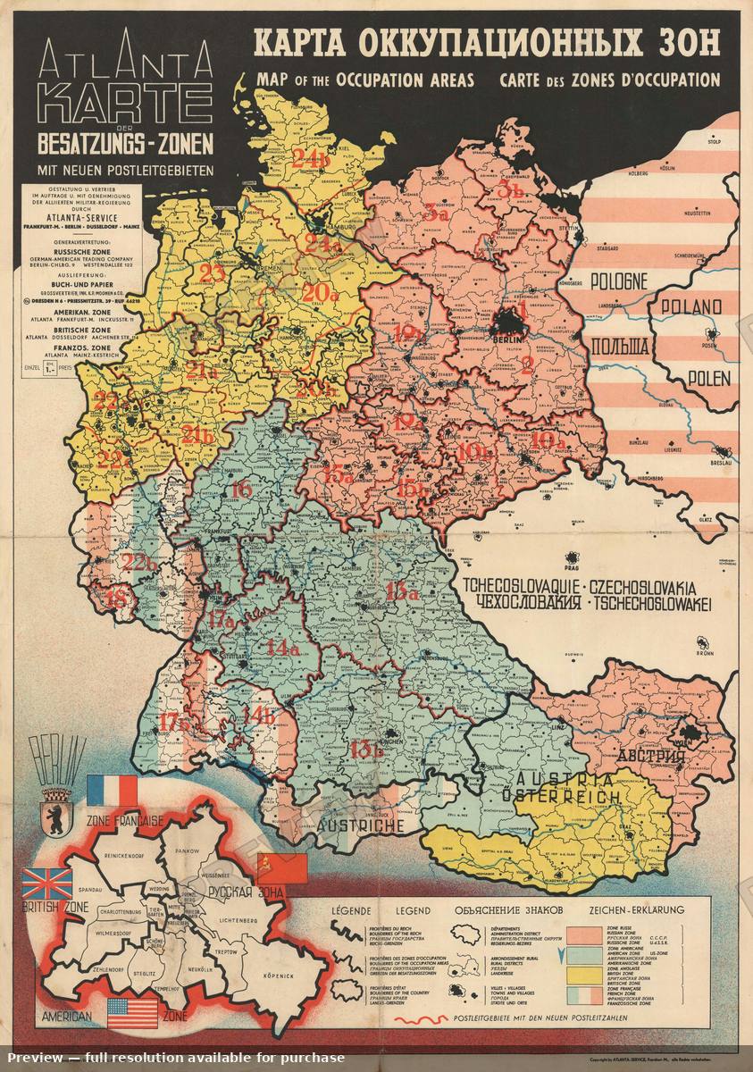 Antique map: Occupation Areas Russian, 1946, 1946