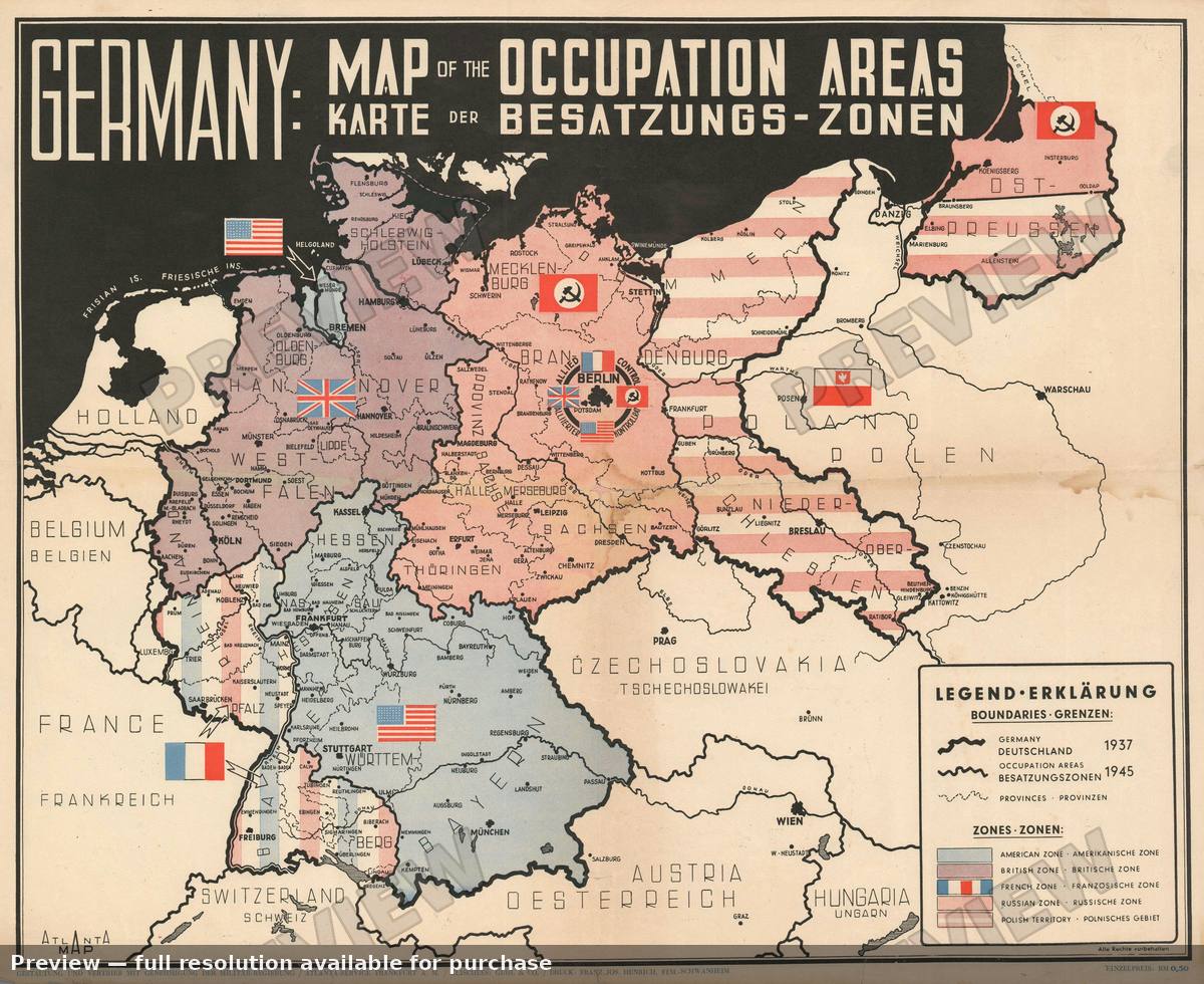 Antique map: Occupied Germany, 1945, 1945