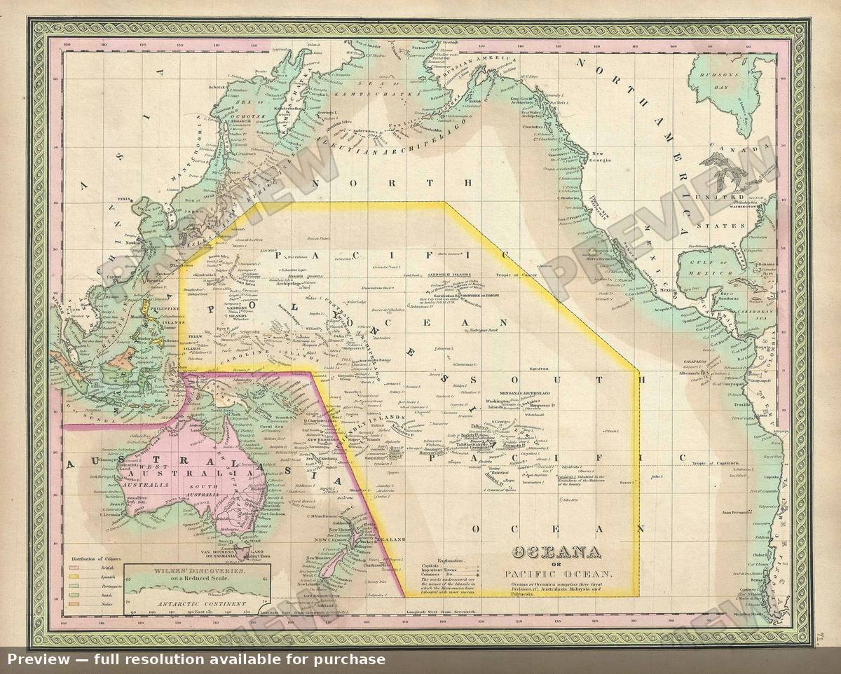 Antique map: Oceana, 1849, 1849