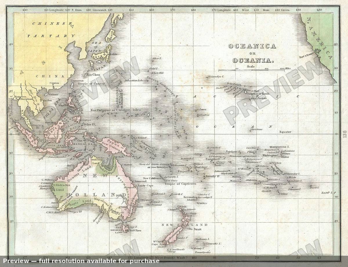 Antique map: Oceanica, 1835