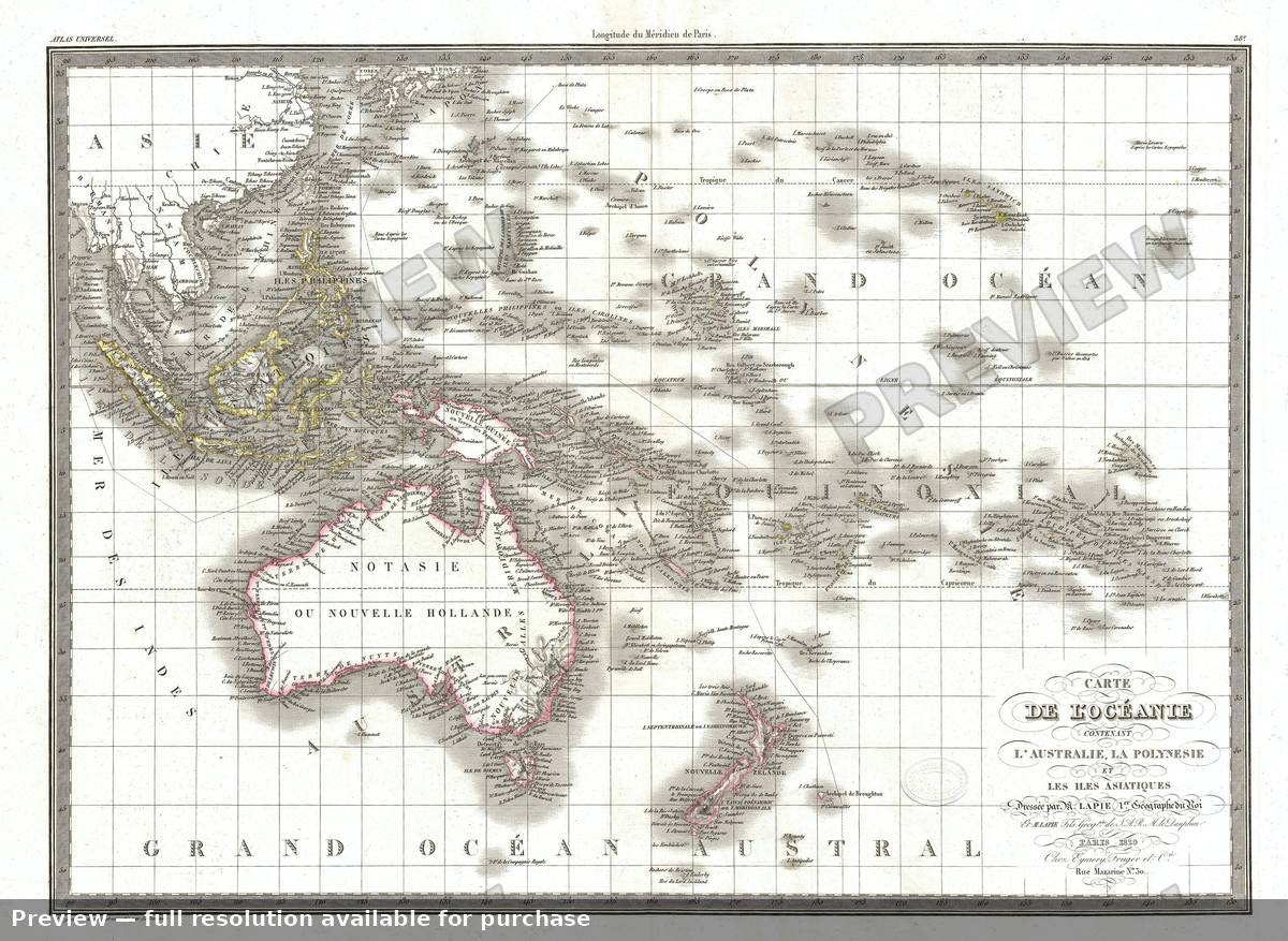 Antique map: Oceanie Polynesie, 1829