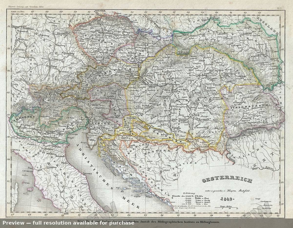 Antique map: Oesterreich, 1849