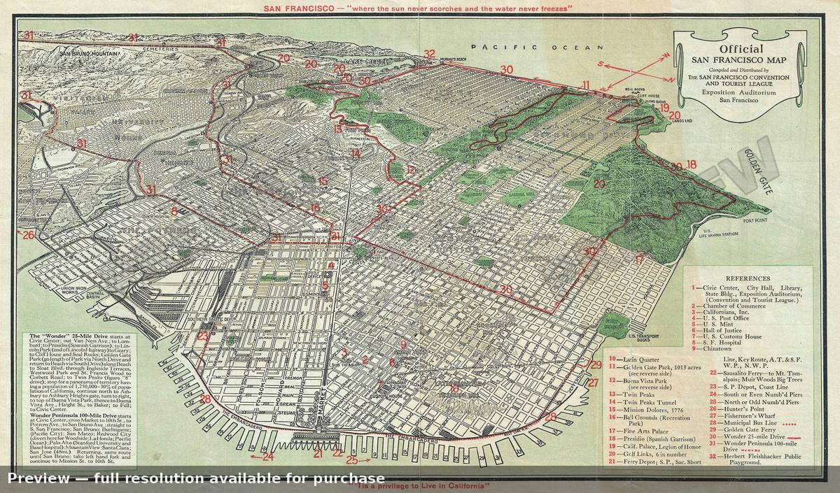 Antique map: Official San Fran, 1930, 1930