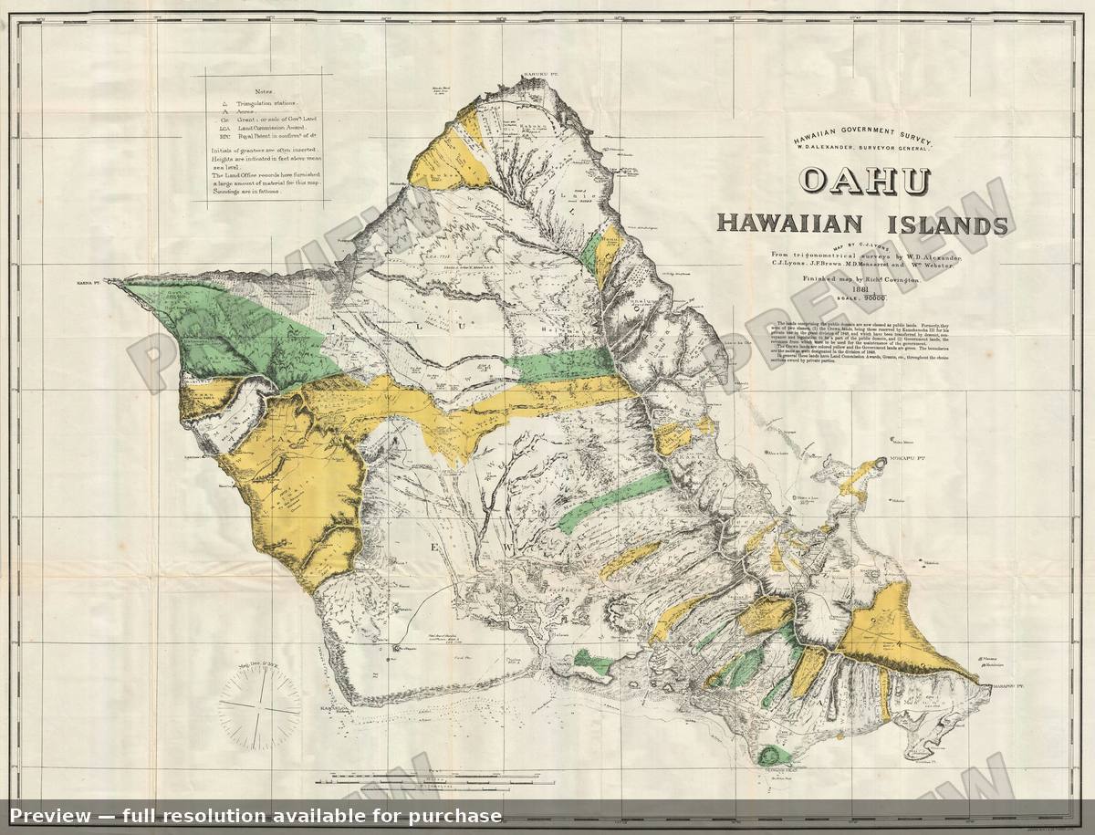 Antique map: Ohau Hawaii, 1901, 1901