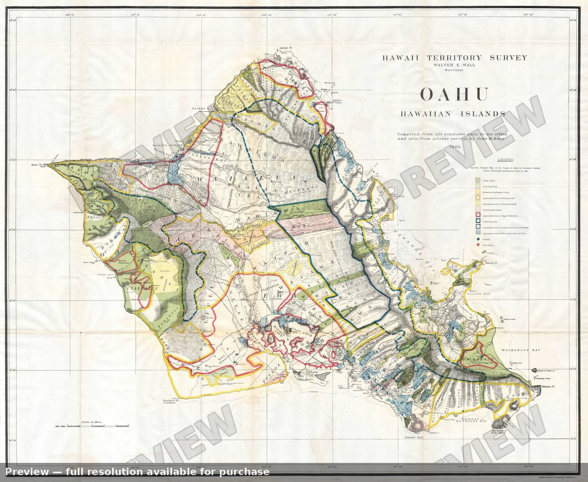 Antique map: Ohau Hawaii, 1902