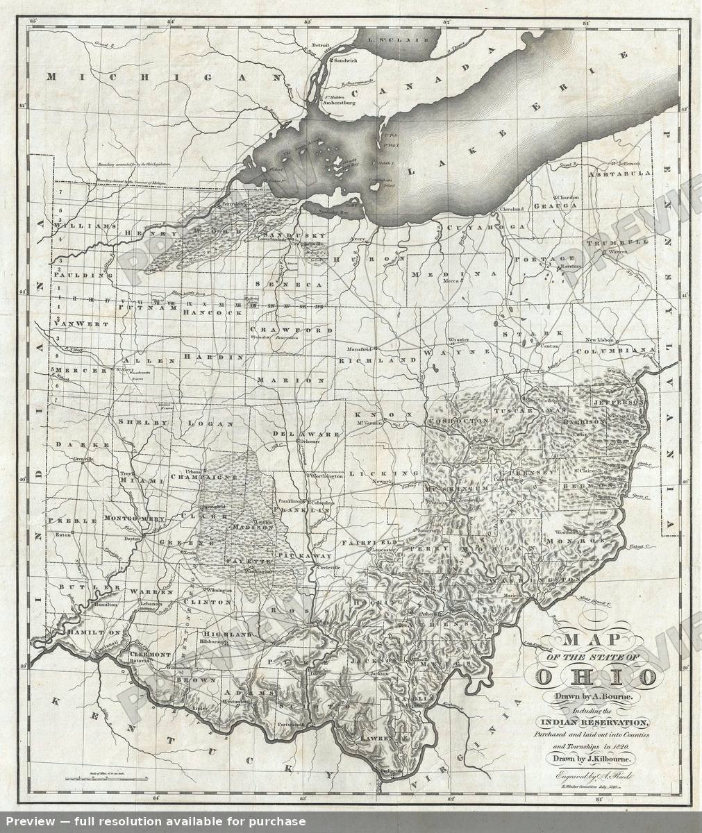 Antique map: Ohio, 1820, 1820