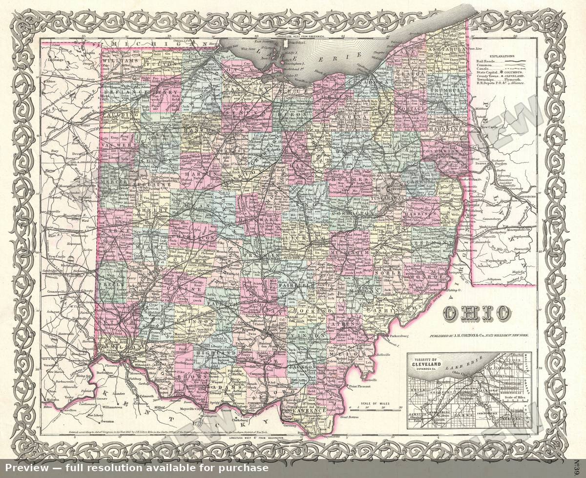 Antique map: Ohio, 1855, 1855