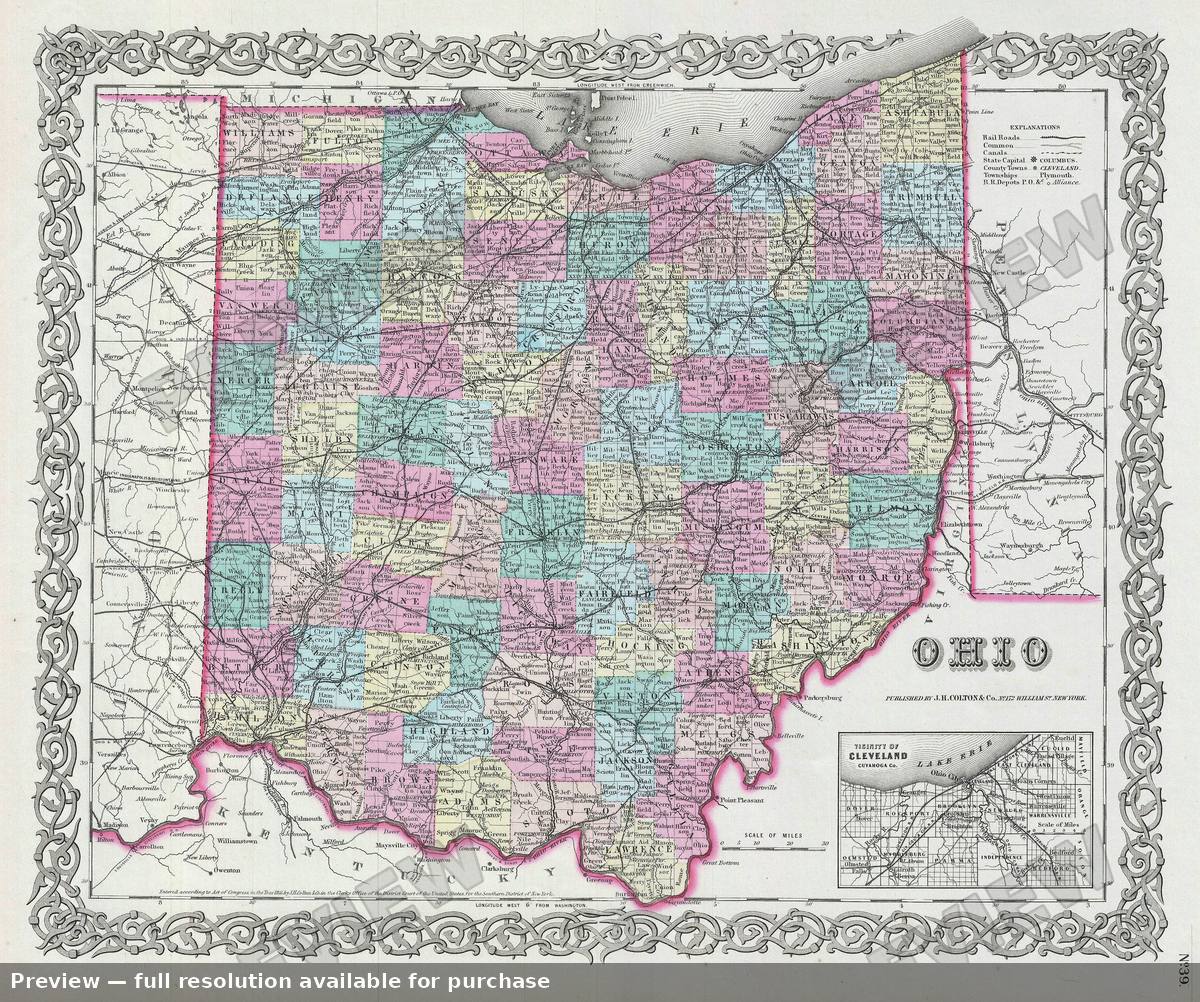 Antique map: Ohio, 1856, 1856