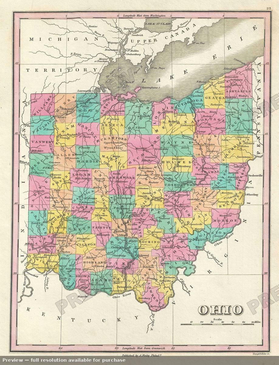 Antique map: Ohio, 1828