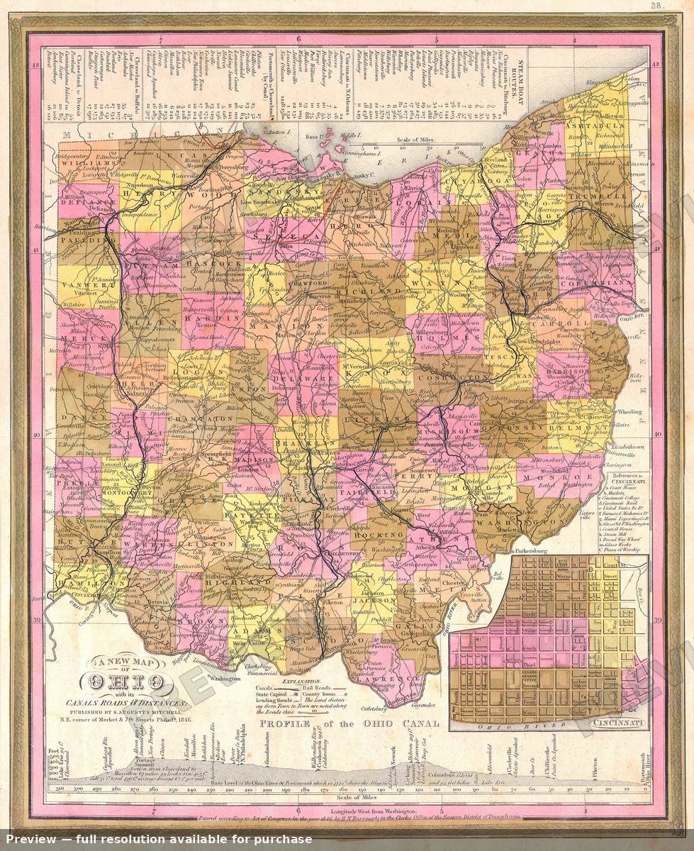 Antique map: Ohio, 1846, 1846