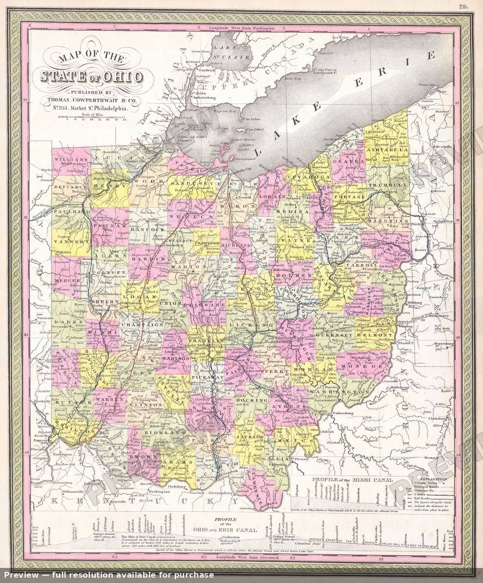 Antique map: Ohio, 1850, 1850