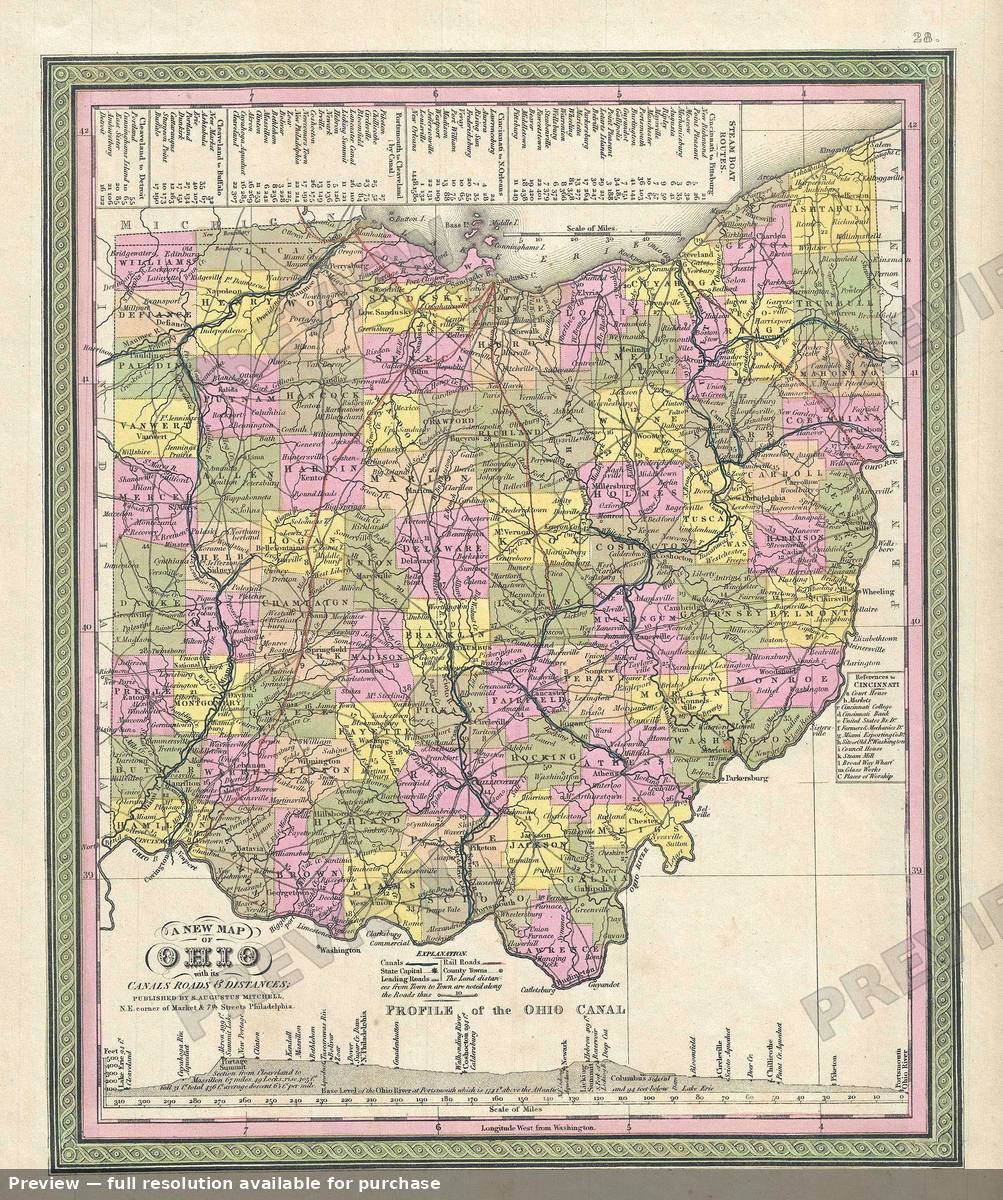 Antique map: Ohio, 1849, 1849