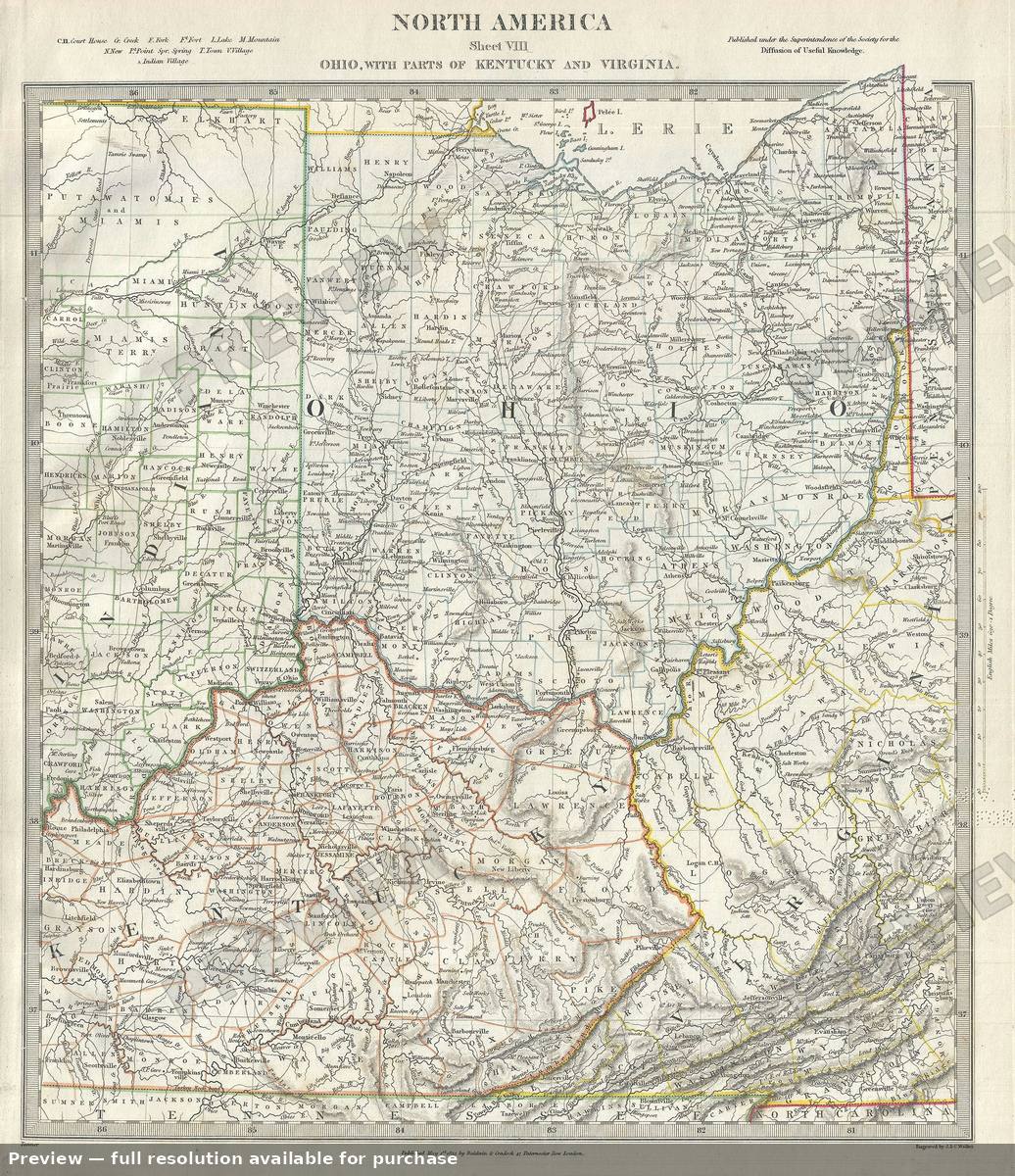 Antique map: Ohio, 1844, 1844
