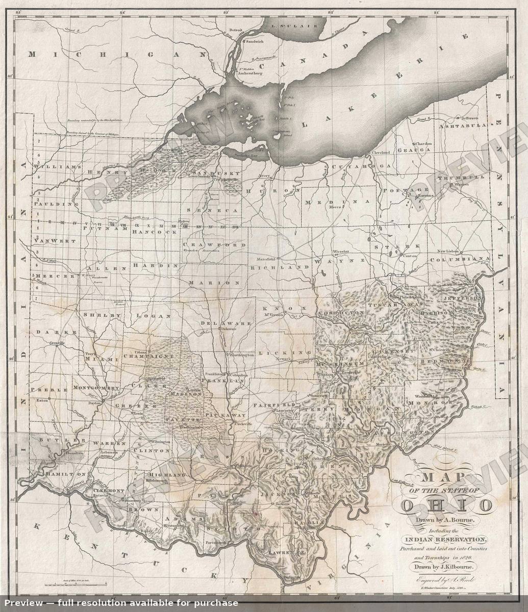 Antique map: Ohio 2, 1820, 1820
