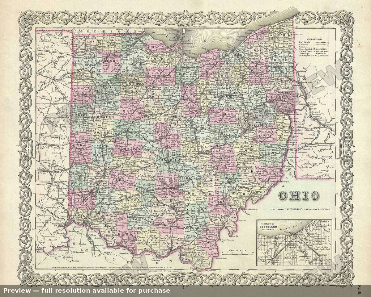 Antique map: Ohio 2, 1856, 1856