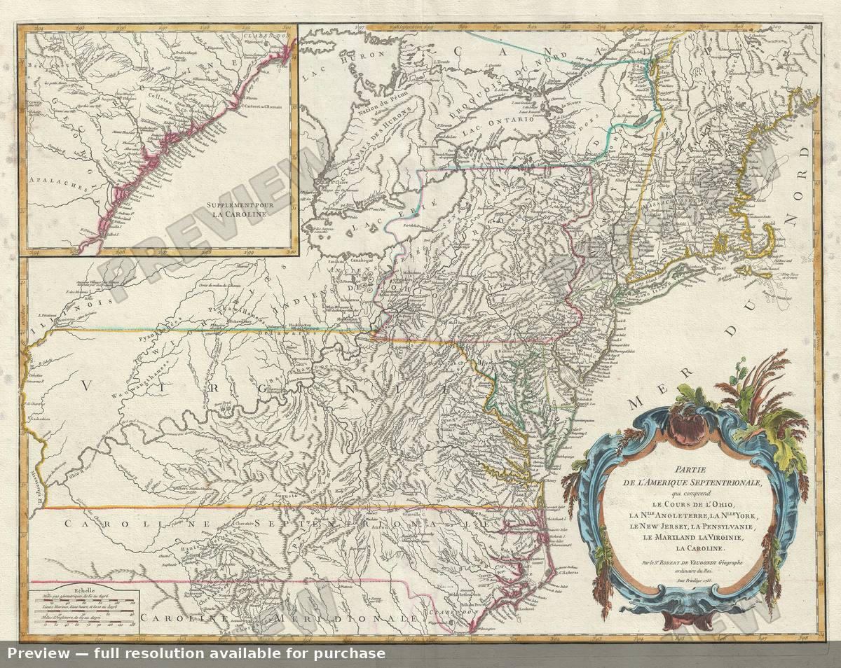 Antique map: Ohio New York Pensylvanie Virginie, 1755, 1755