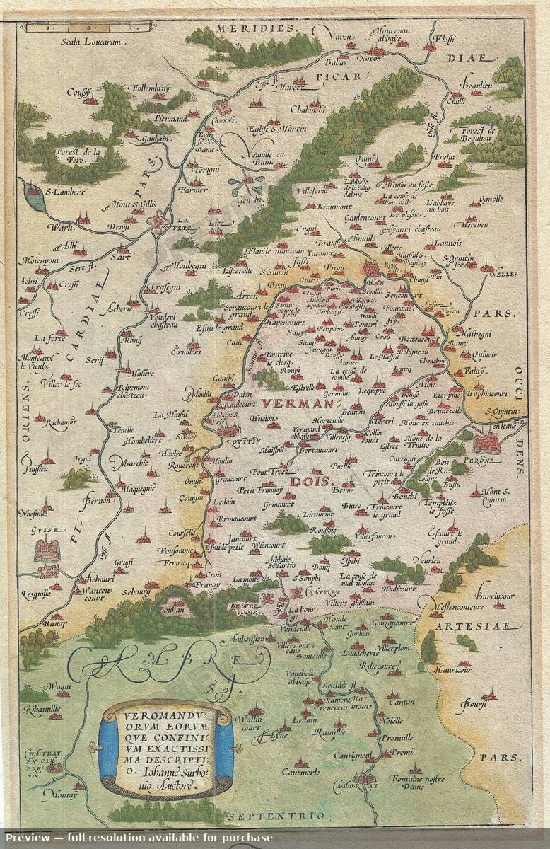 Antique map: Oise, 1579