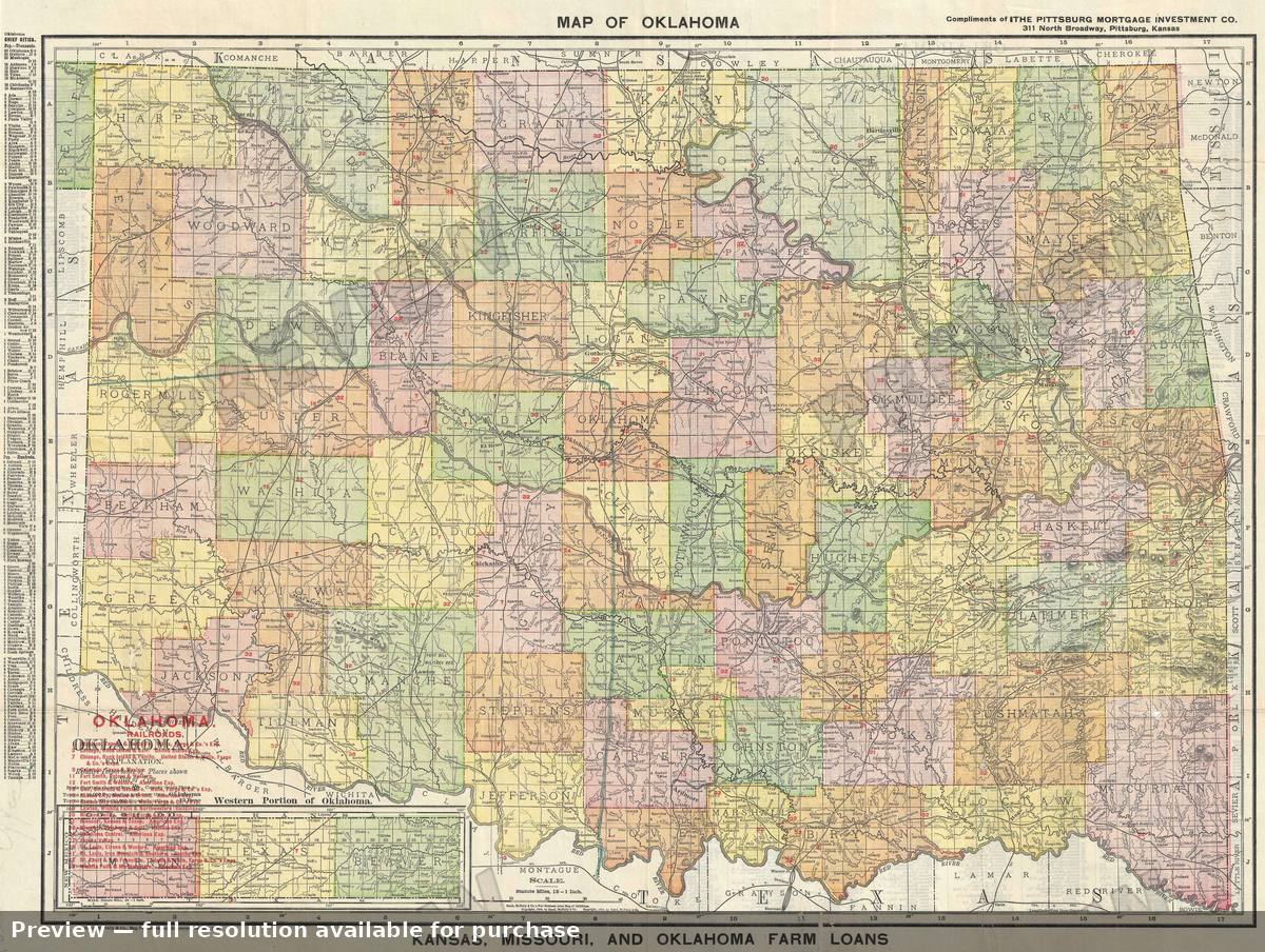 Antique map: Oklahoma, 1909, 1909