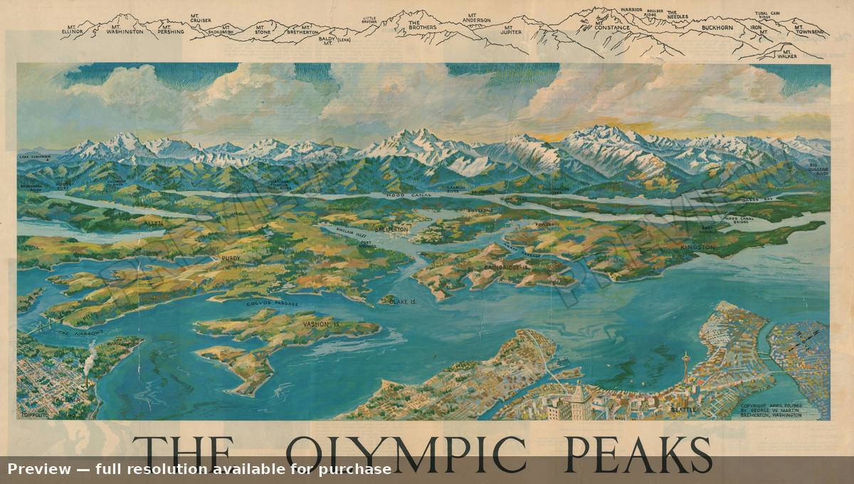 Antique map: Olympic Peaks, 1962