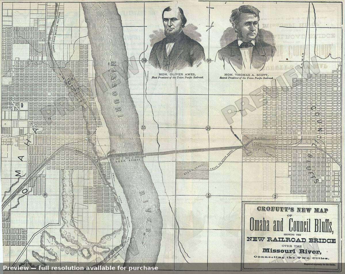 Antique map: Omaha Council Bluffs, 1871