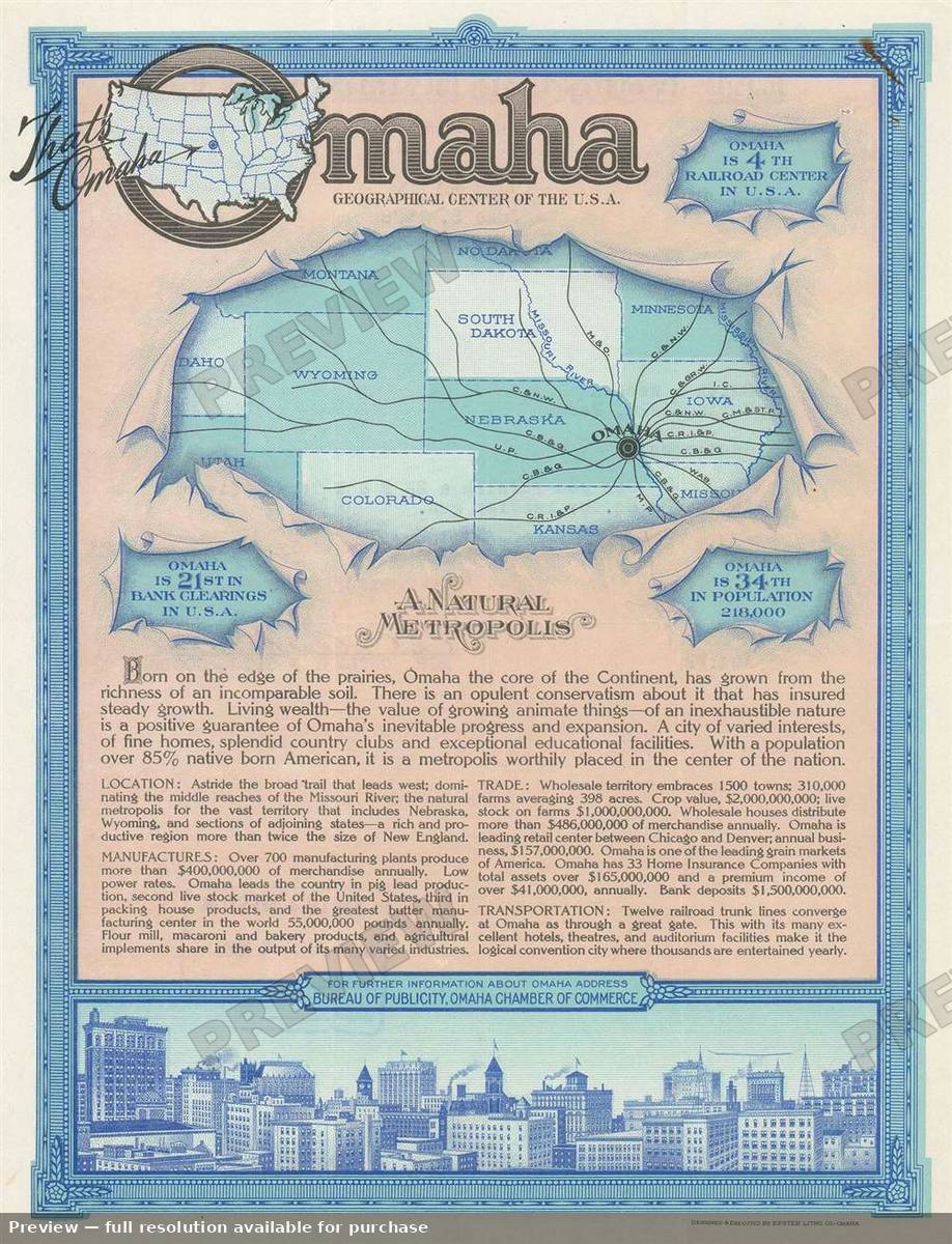 Antique map: Omaha Stationery, 1928, 1928