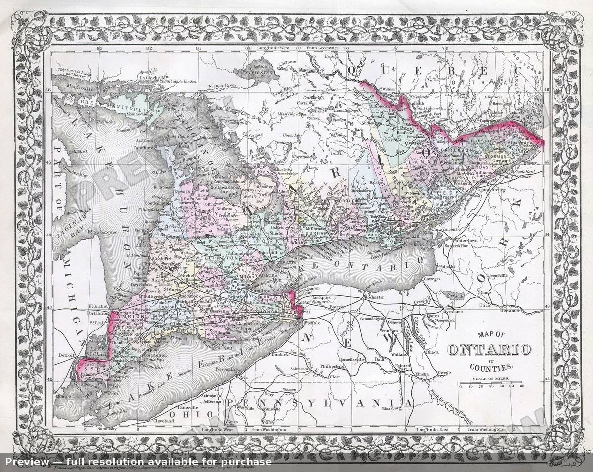 Antique map: Ontario, 1874, 1874