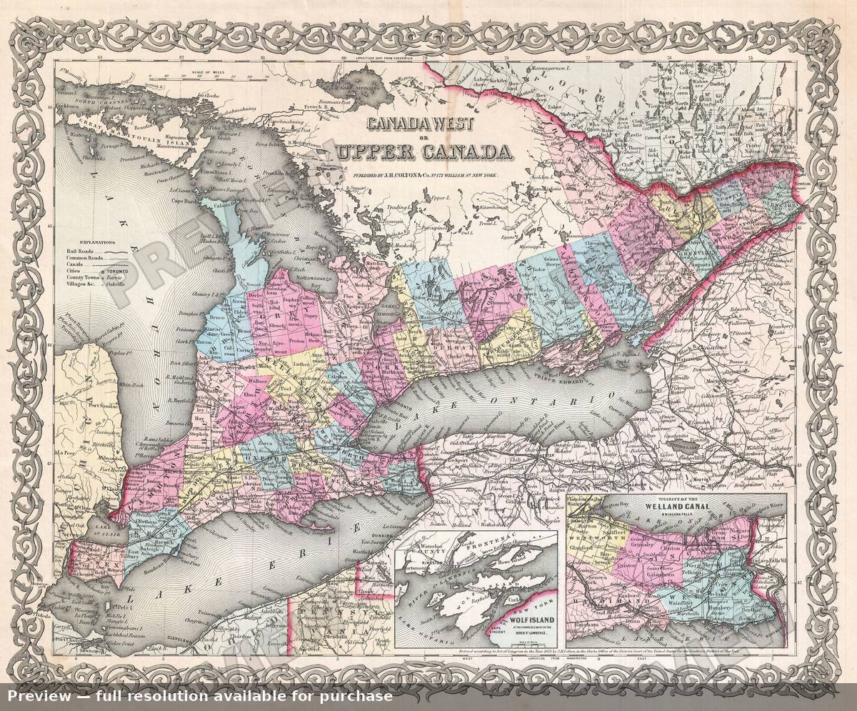 Antique map: Ontario 2, 1855, 1855