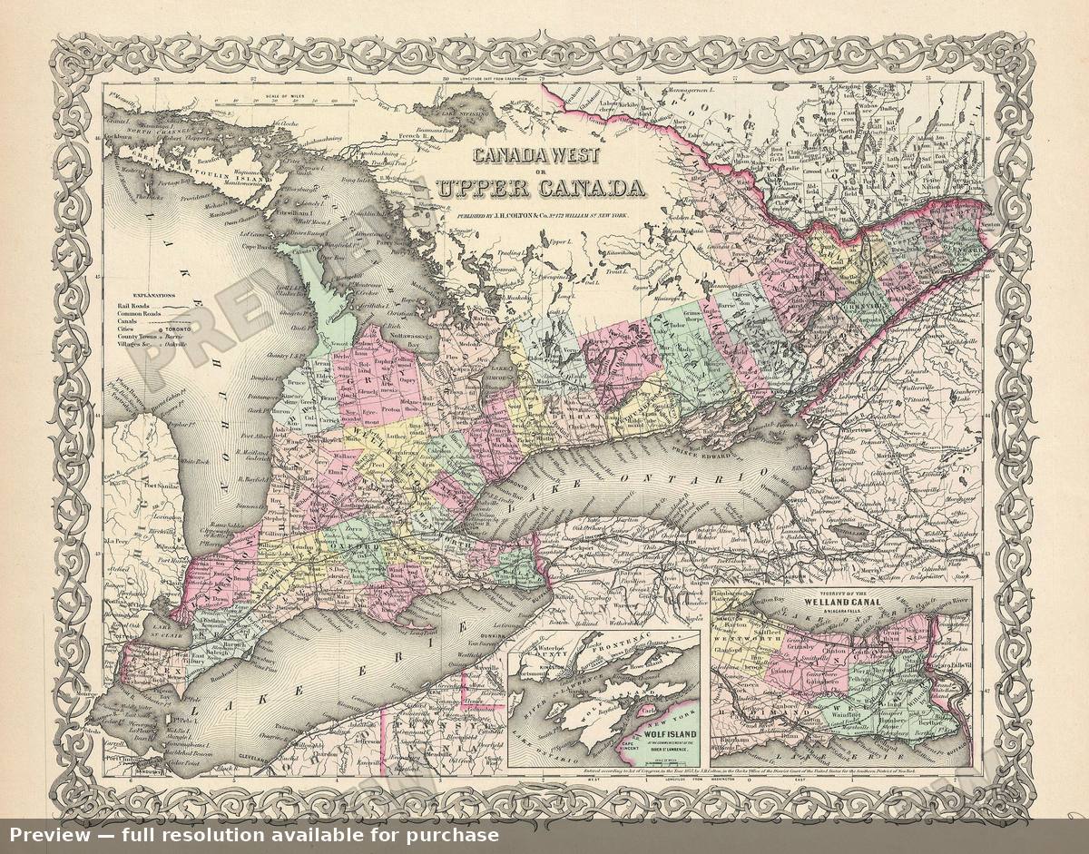 Antique map: Ontario 3, 1855, 1855