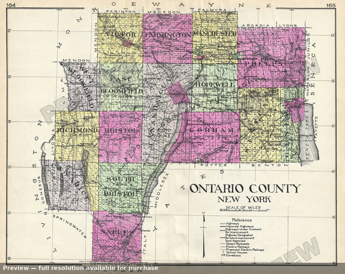 Antique map: Ontario County NY, 1912, 1912