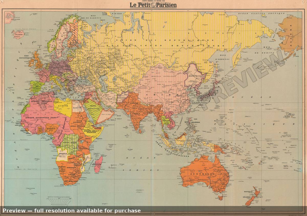 Antique map: Operations Guerre Mondiale, 1939