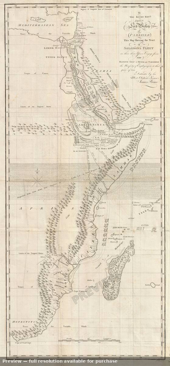 Antique map: Ophir Tarshish, 1813