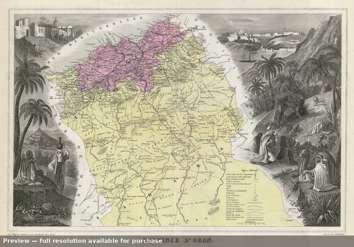 Antique map: Oran, 1878, 1878