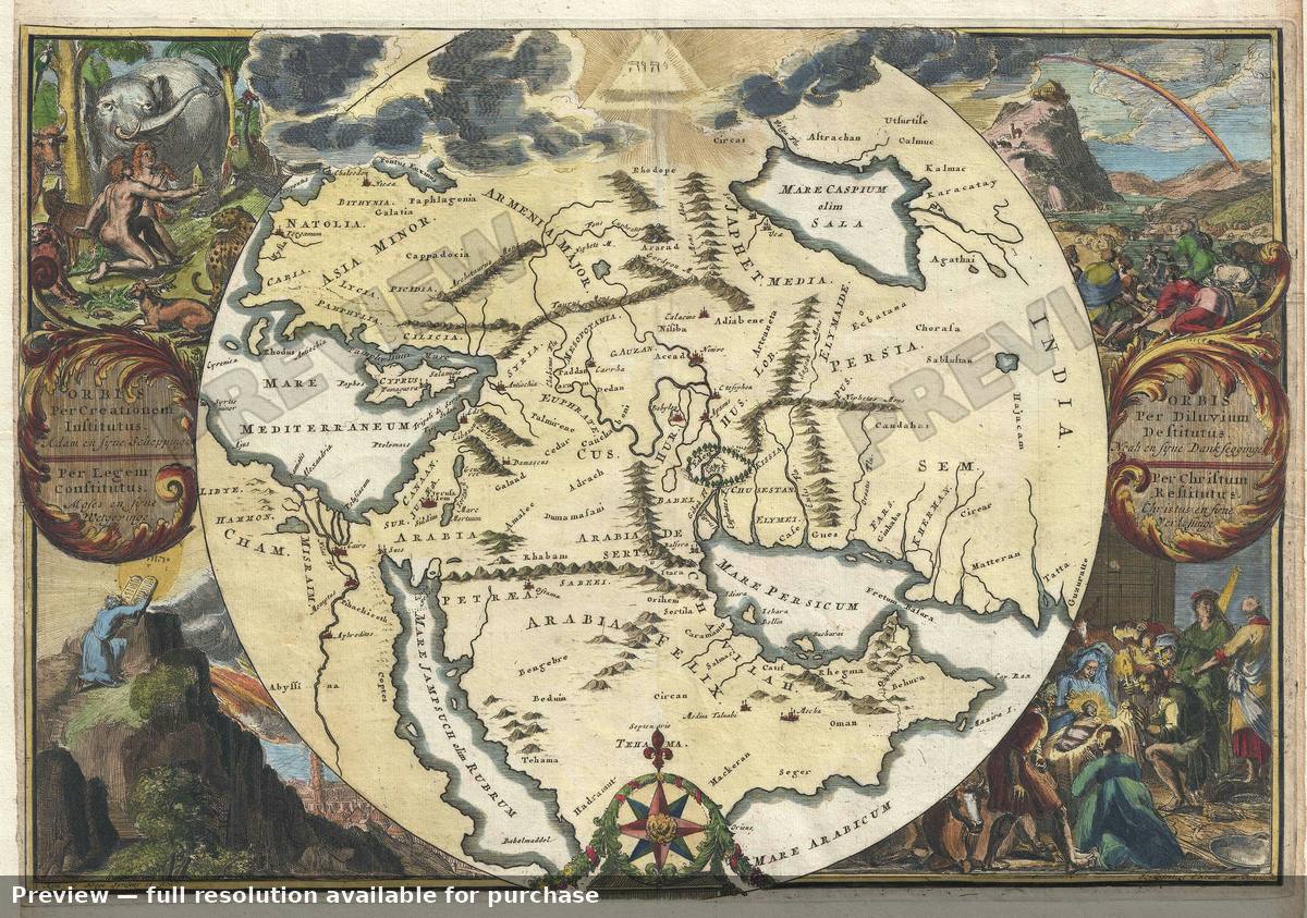 Antique map: Orbis Per Diluvium, 1705