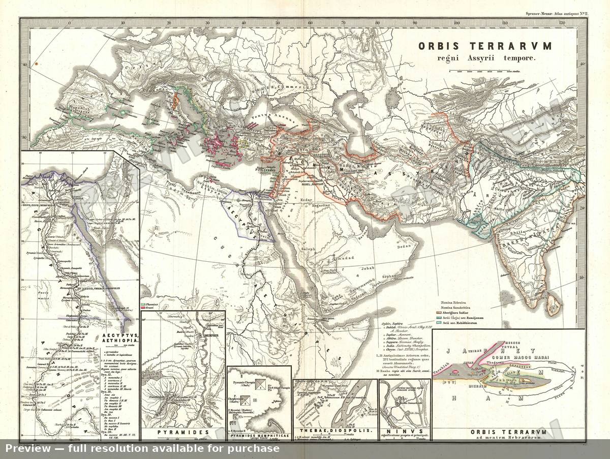 Antique map: Orbis Terrarum Assryii, 1865