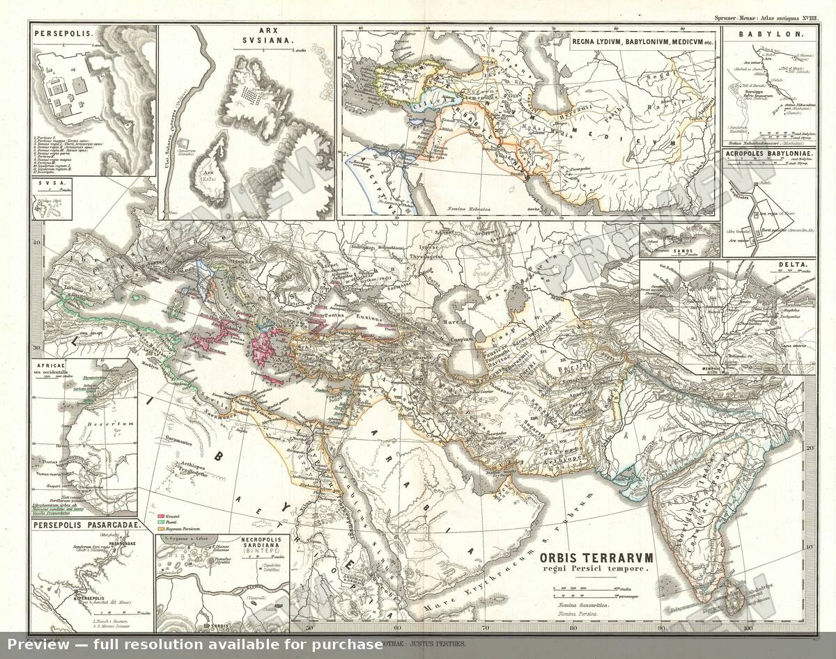 Antique map: Orbis Terrarum Persici, 1865