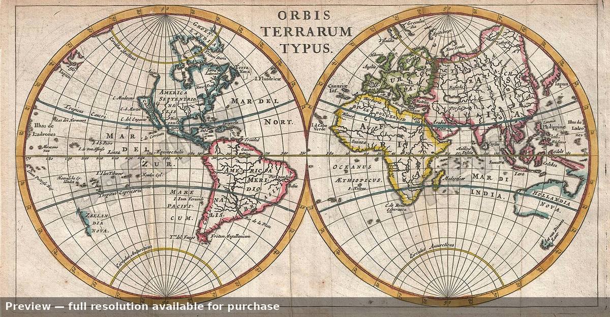 Antique map: Orbis Terrarum Typus, 1661