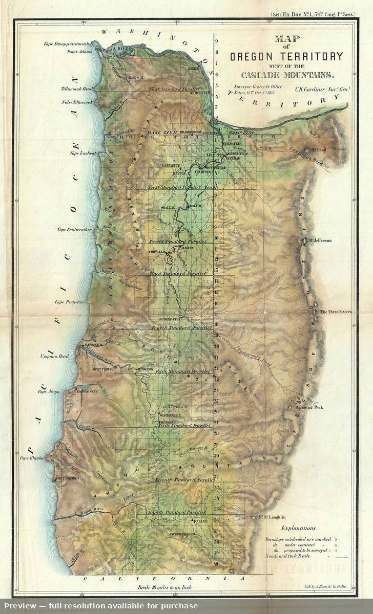 Antique map: Oregon, 1855, 1855