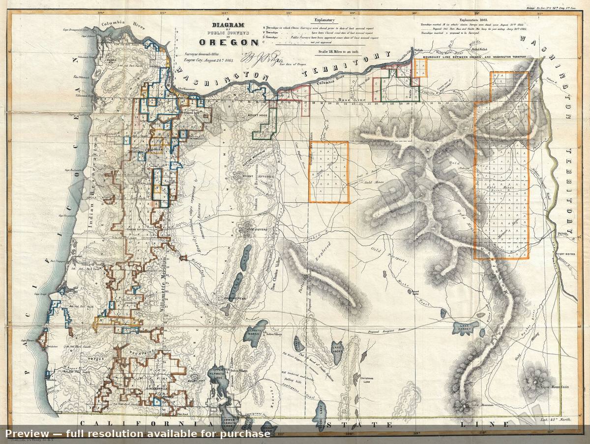 Antique map: Oregon, 1863, 1863