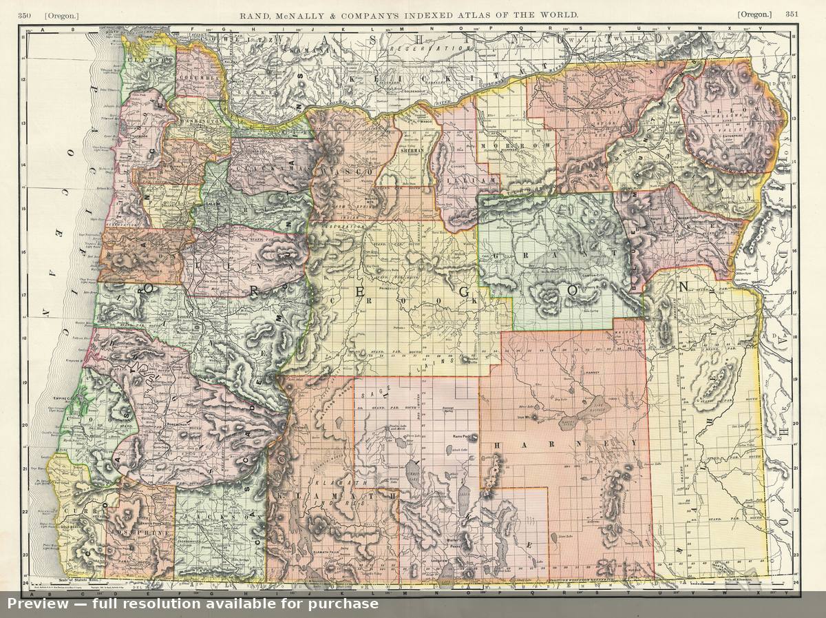 Antique map: Oregon, 1893, 1893