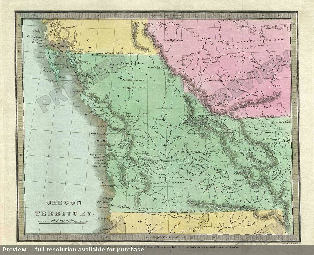 Antique map: Oregon Territory, 1835