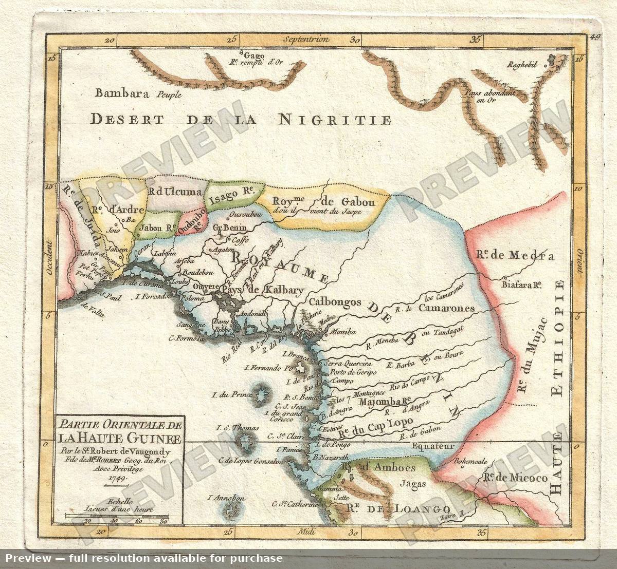 Antique map: Orientale Guinee, 1749, 1749