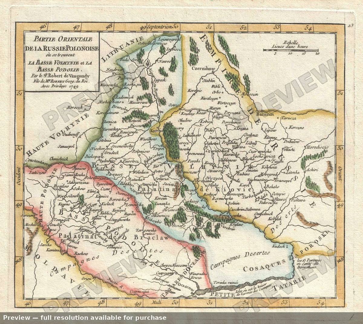 Antique map: Orientale Russie Polonoise, 1749, 1749