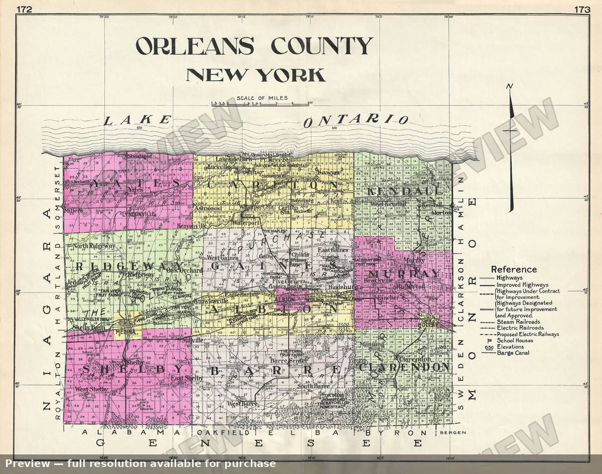 Antique map: Orleans County NY, 1912