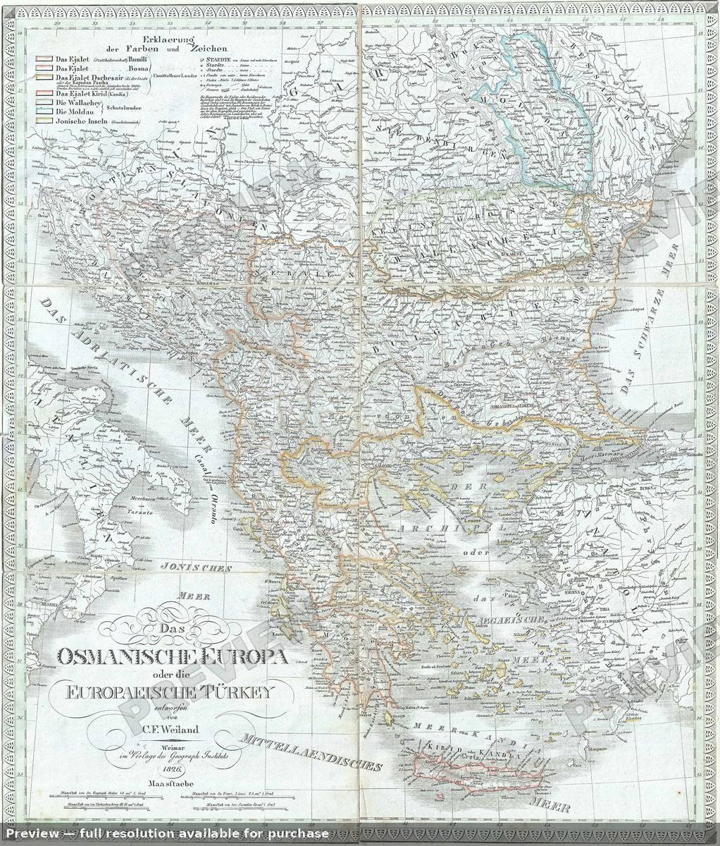 Antique map: Osmanische Europa, 1826