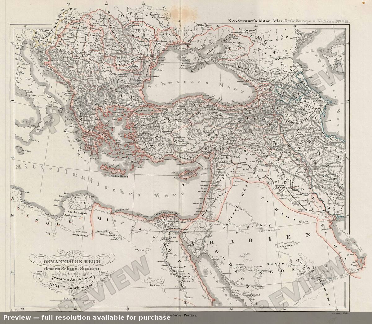 Antique map: Ottoman Empire, 1854