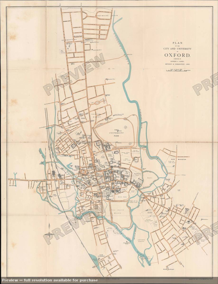 Antique map: Oxford, 1902, 1902