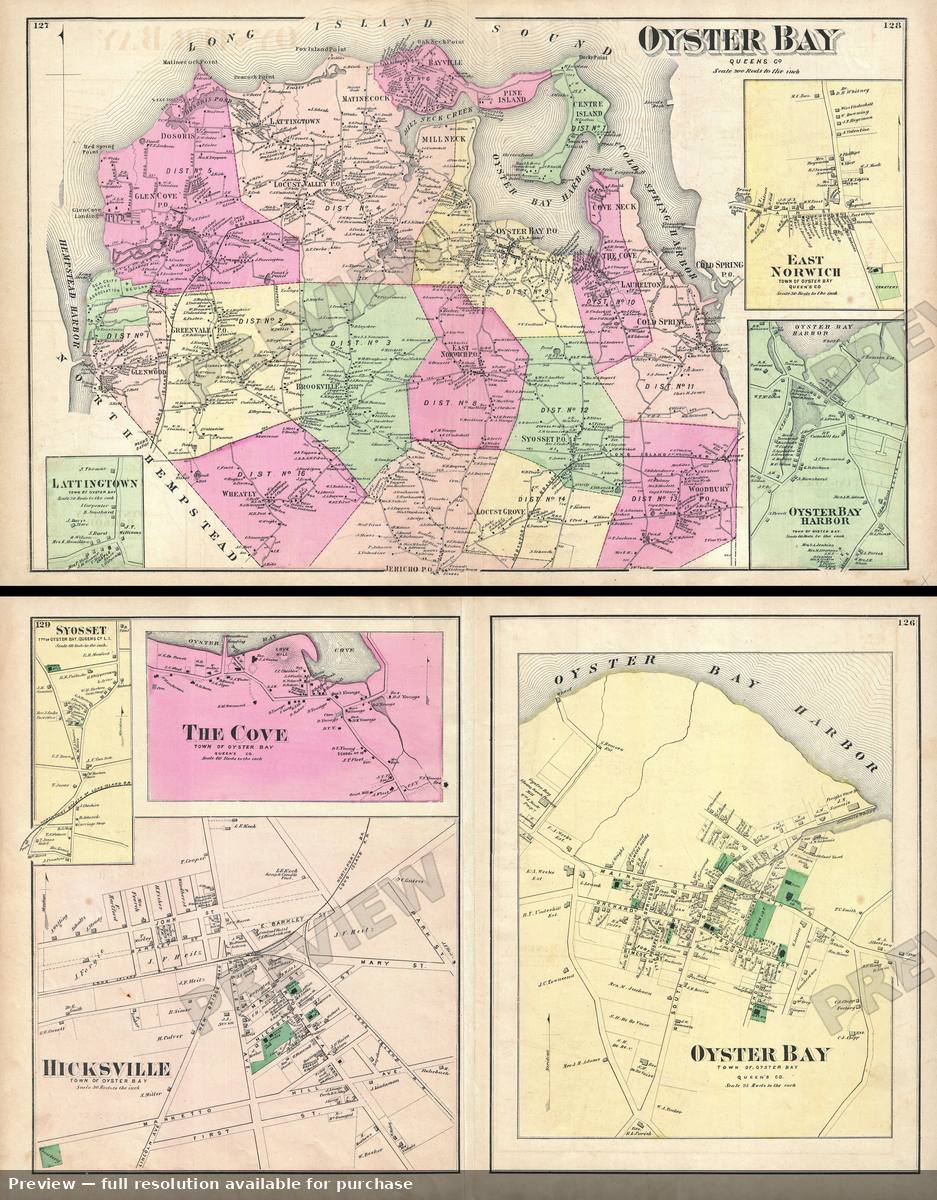 Antique map: Oyster Bay, 1873