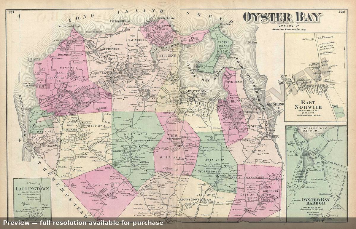 Antique map: Oyster Bay 2, 1873, 1873