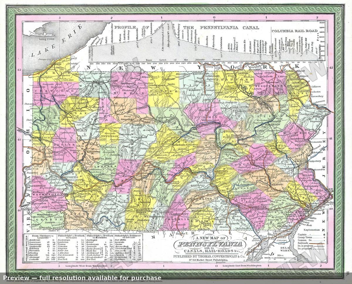 Antique map: PA, 1850, 1850