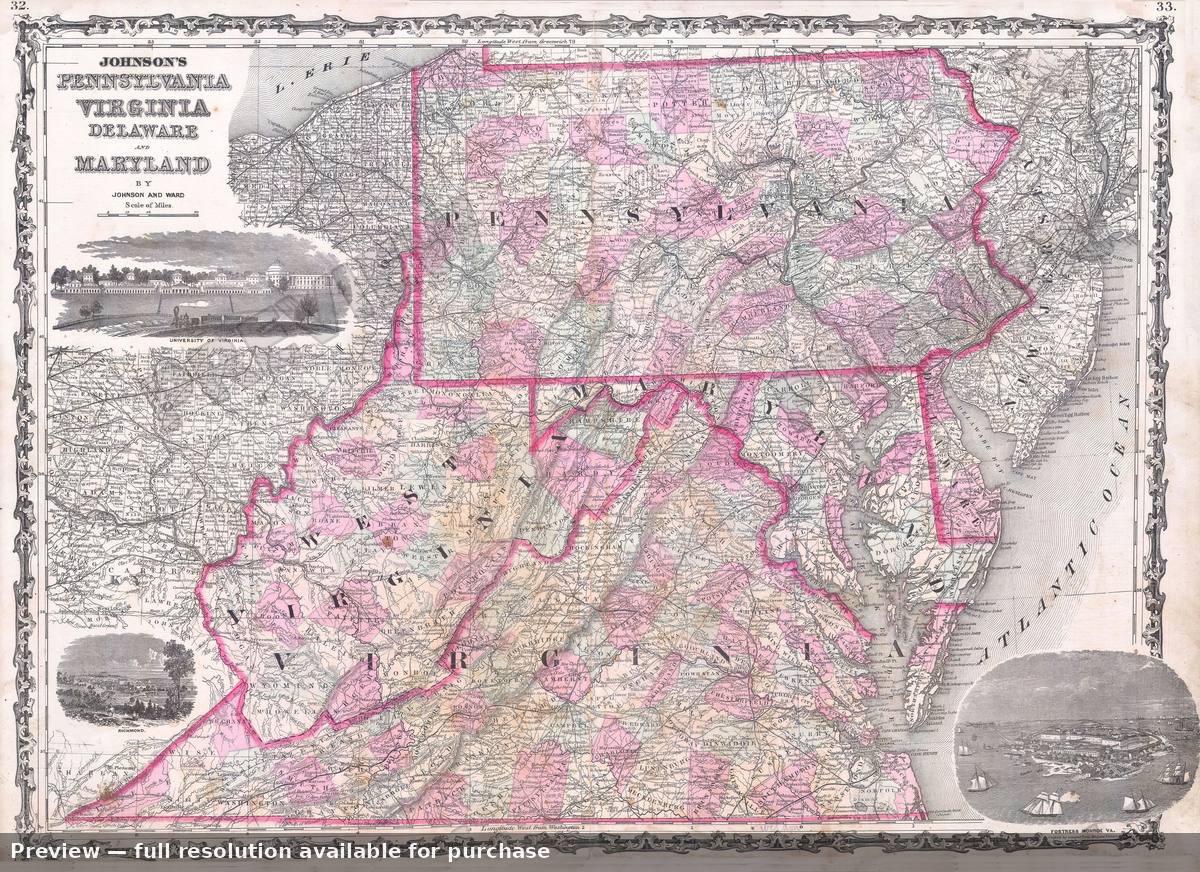 Antique map: PAWAVAMDDE, 1862, 1862